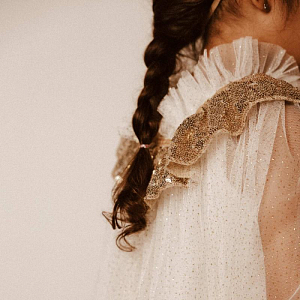 Мантия принцессы Mrs. Ertha "Golden Queen", белая с золотым, 3-6 лет